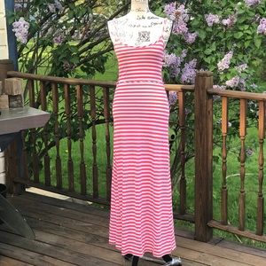 Pink Crayon Striped maxi dress